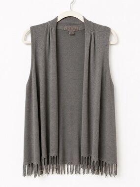 Joseph A Gray Sleeveless Fringe Open-Front Tunic